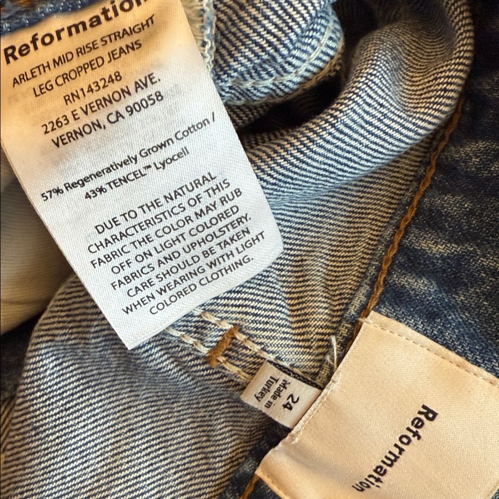 Reformation Wes High Waist Wide Leg Jeans Sz 24 - Picture 4 of 4